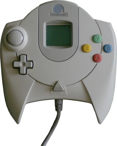 SEGA Dreamcast Joypad mit eingesteckter Speicherkarte